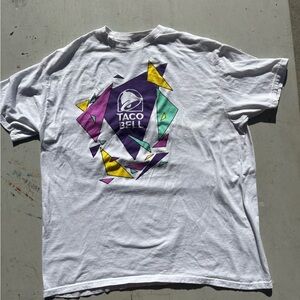 Men's Taco Bell T-Shirt White Spell Logo 2XL Uniform Street Retro Border Classic